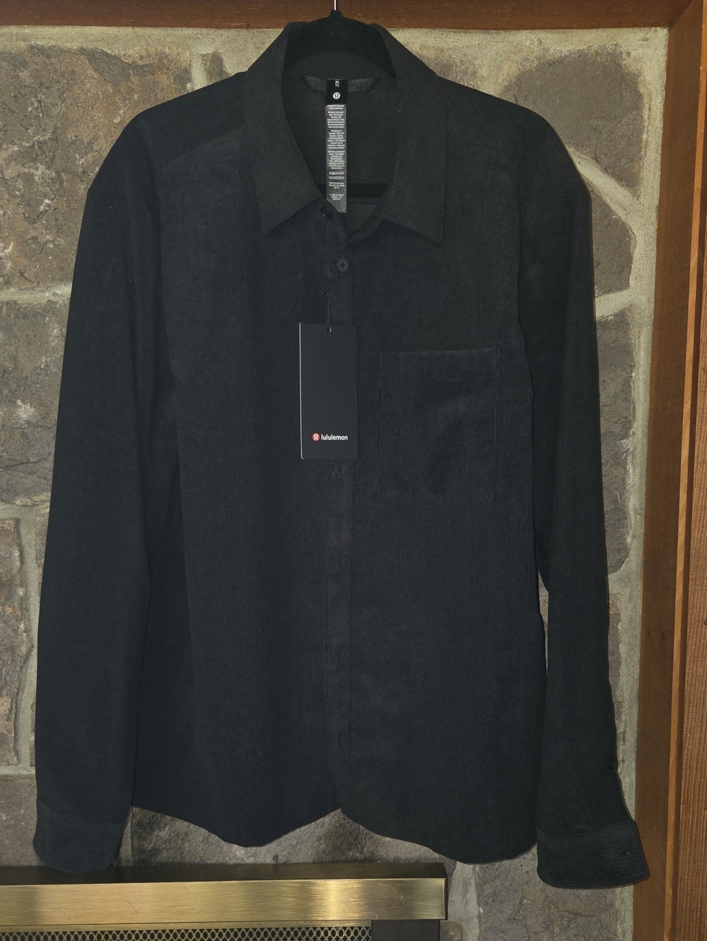 Mens lululemon athletica Black Lightweight Shirt Jacket with Chest Pocket